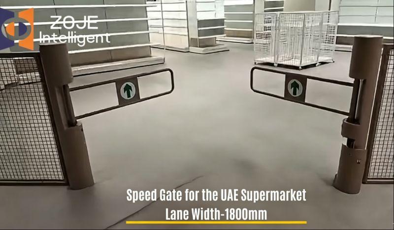 ZOJE Speed ​​Gate mantém o tráfego de pedestres fluindo suavemente no supermercado dos Emirados Árabes Unidos
