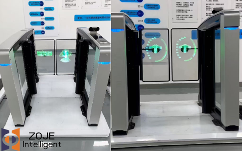 Como a catraca giratória ZOJE consegue efeitos de luz LED dinâmicos personalizados nas asas da porta?